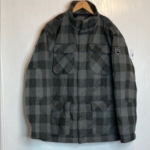 Billabong Gray Black Plaid Winter Coat XL